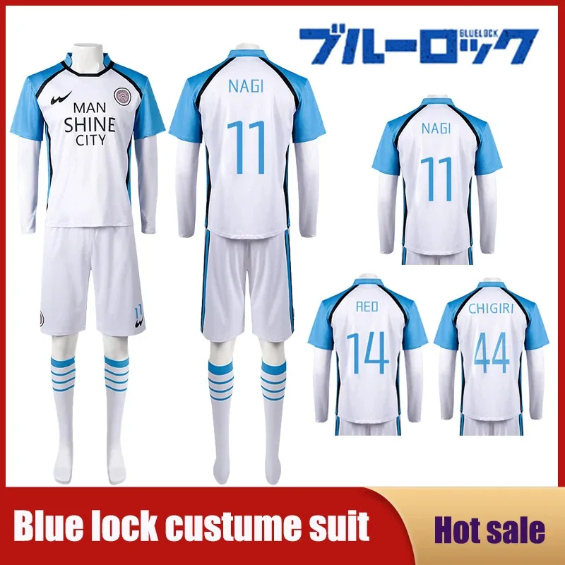 Game Anime Blue Lock Cosplay Costume Wig Shorts T-shirt Stocking Isagi Bachira Chigiri Nagi Reo Ness Football Clothes For Men