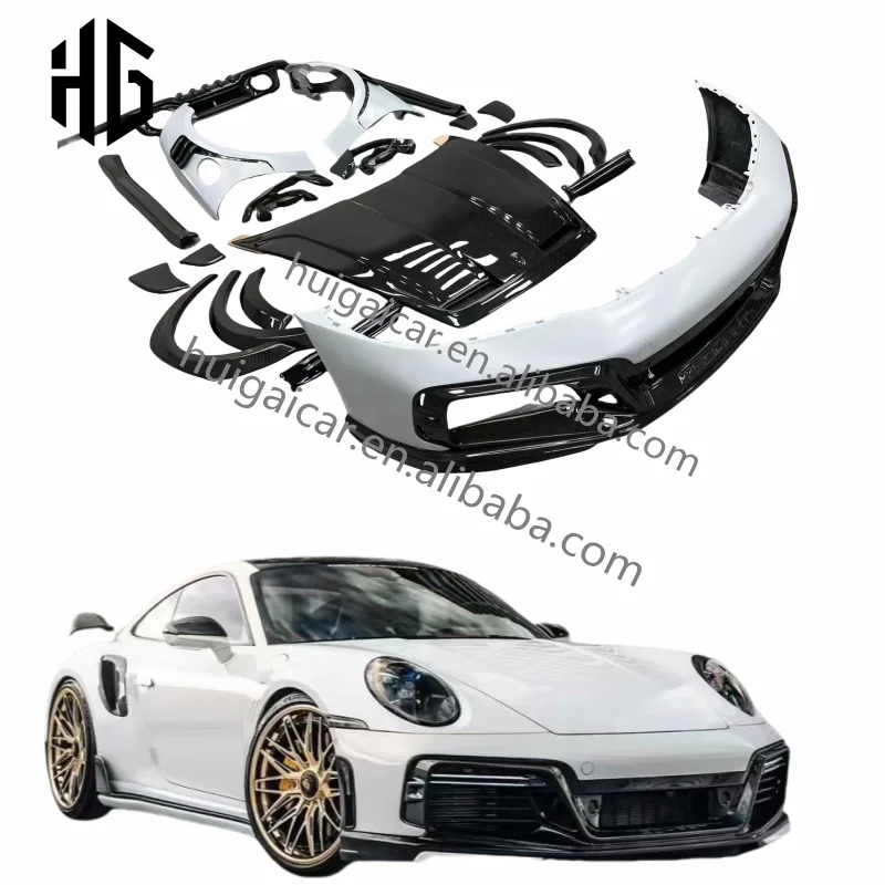 

Te-Chart Style Wide Bodykit for Porsche 992 Turbo S Front Bumper Rear Diffuser Wing Wrap Angle Side Skirts Fender Vent Body Kit
