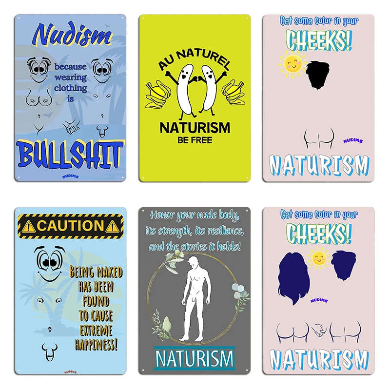 Gonna Get My Nakey On Naturism Naturist Nudist Lifestyle Metal Sign Wall Decor Cave Wall Mural Party Character Tin Sign Poster
