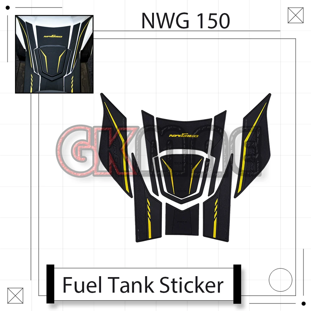 Новые наклейки на топливный бак для мотоцикла Honda NWG 150 NWG150, модифицированные, из ПВХ-резины, противоскользящие, декоративные, в форме рыбьей кости.