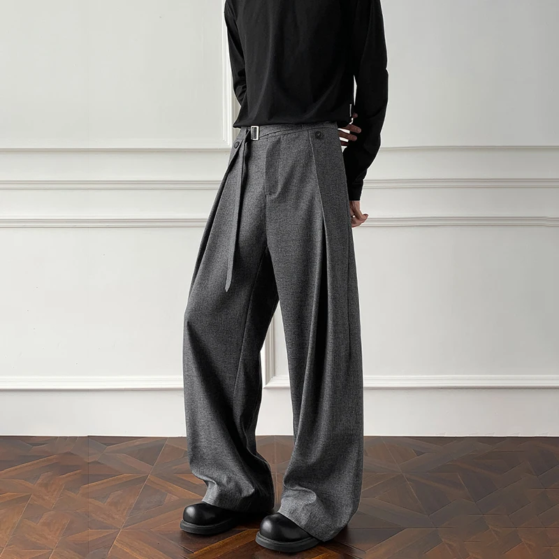 

Мужские плиссированные костюмные брюки Y2K с поясом 2022, высококачественные винтажные широкие брюки, мужские японские уличные брюки большого размера, мужские брюки