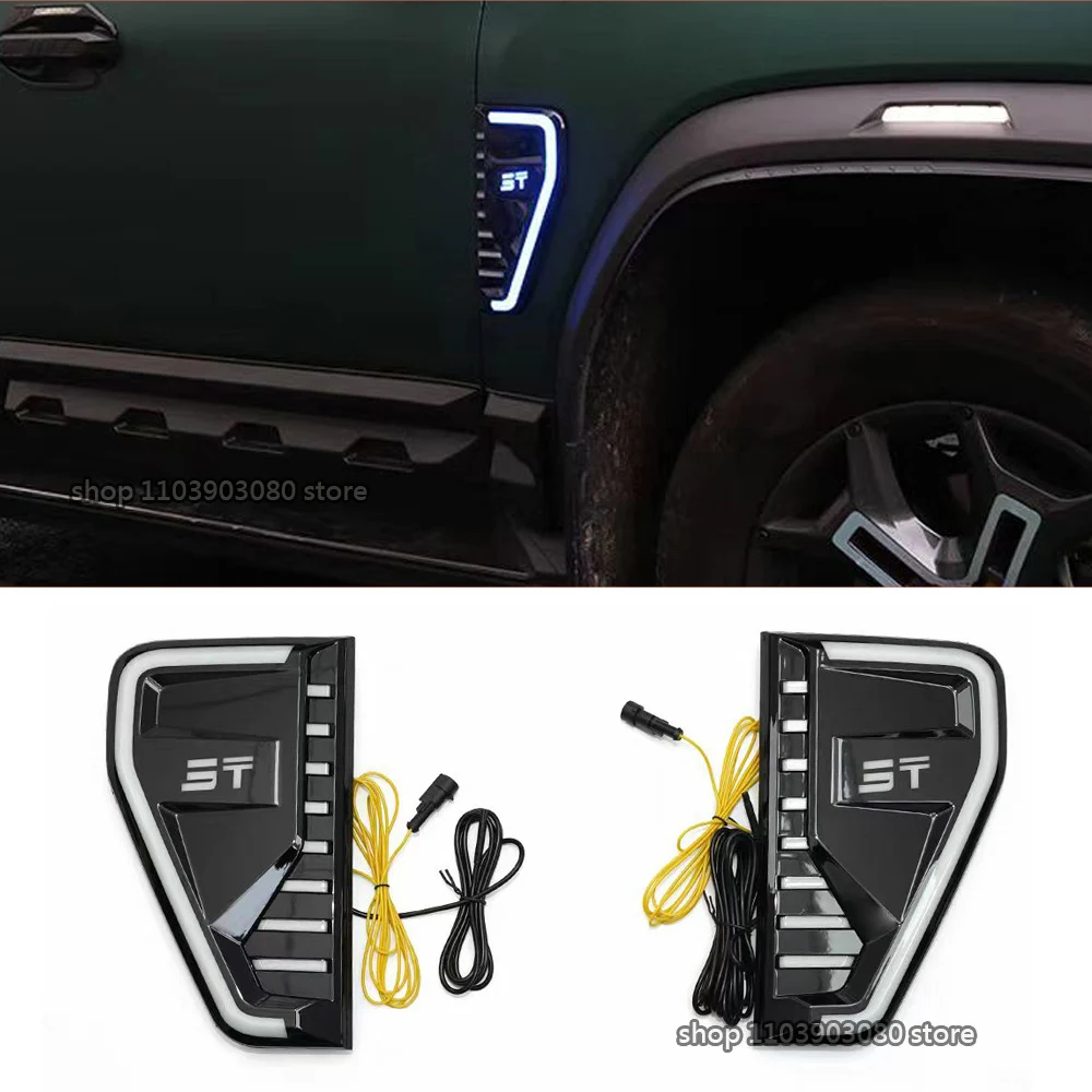 LED DRL Fender Vent Side Marker Light Turn Signal For Jetour Traveler 2023 2024 Side Vents