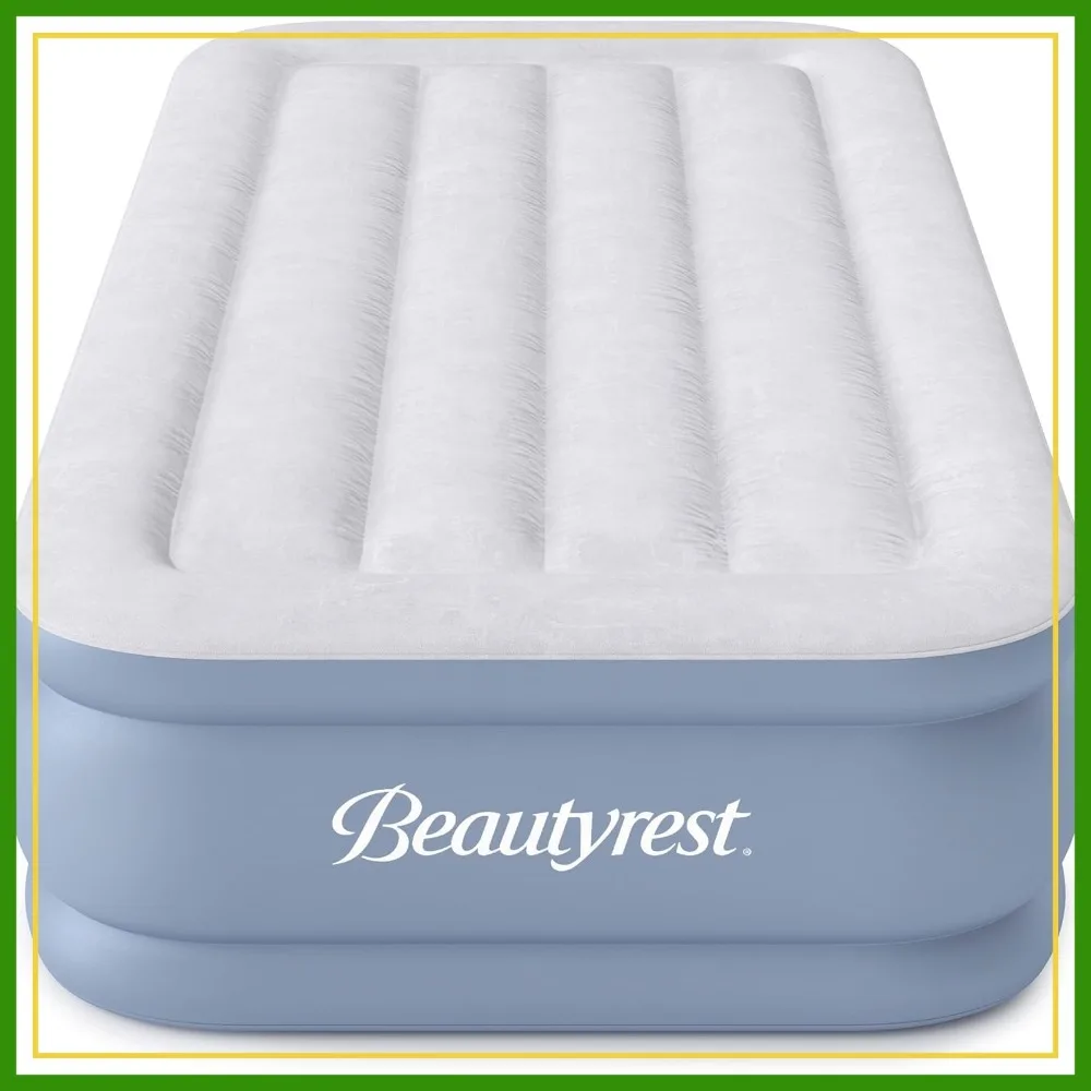 

Twin Air Mattress with Built-in Pump, Vertical Beam Support, Edge Stability, Puncture Resistant Vinyl for Camping & Guests
