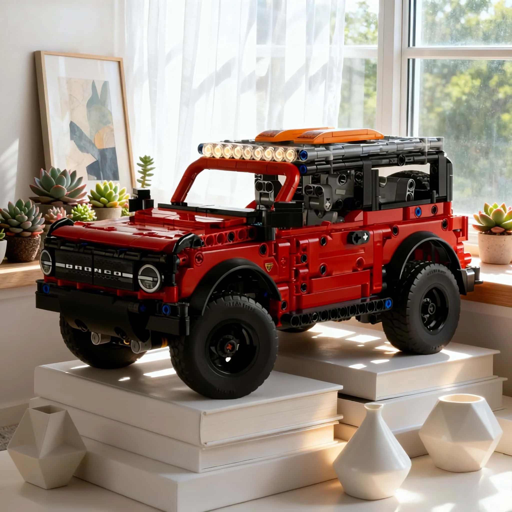 

Interesting architecture 2026 new high-difficulty 943PCS home decoration MOC construction new red car model brick assembly toy c