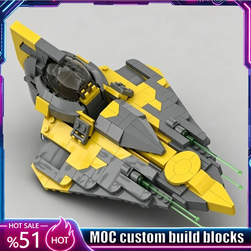 

480PCS Yellow Grey Sci Fi Light Interceptor Fighter Block DIY Educational Toy For Birthday Home Collection Festival Display Gift