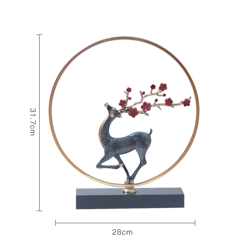 Personality Modern Simple Pure Copper Metal Crafts Sika Deer Pretty Accessories Animal Ornament Sculpture Table Decoration