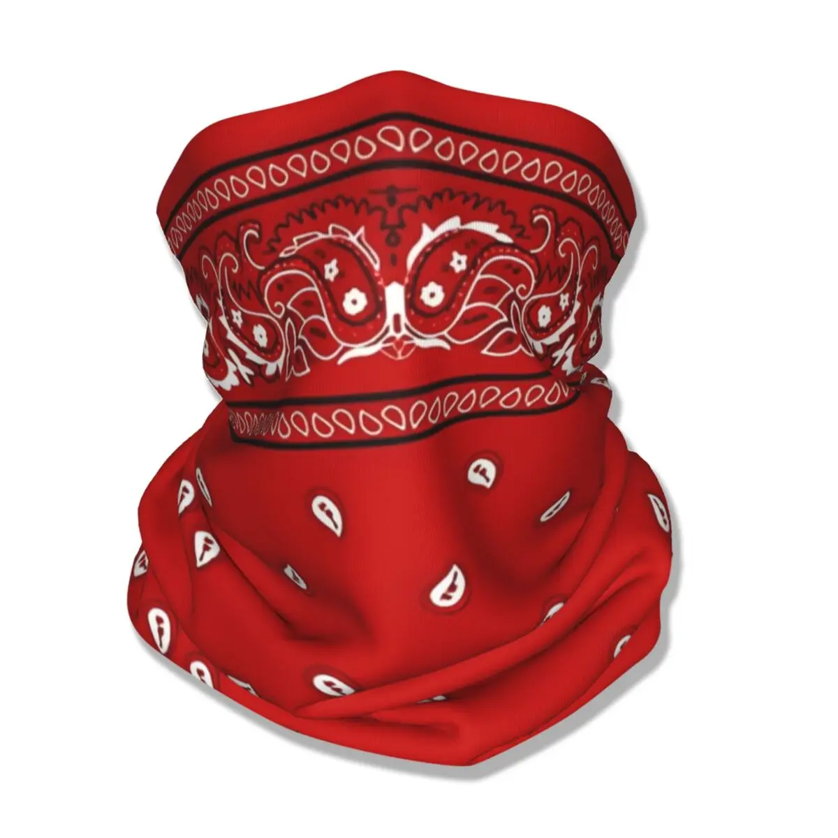 Red Paisley Bandana Neck Cover Printed Bohemia Face Scarf Multifunctional Cycling Scarf Hiking Unisex Adult Washable