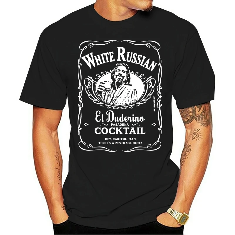 The Big Lebowski The Dude White Russian Cocktail Black Cotton Men T-Shirt 2020 Unisex Tees