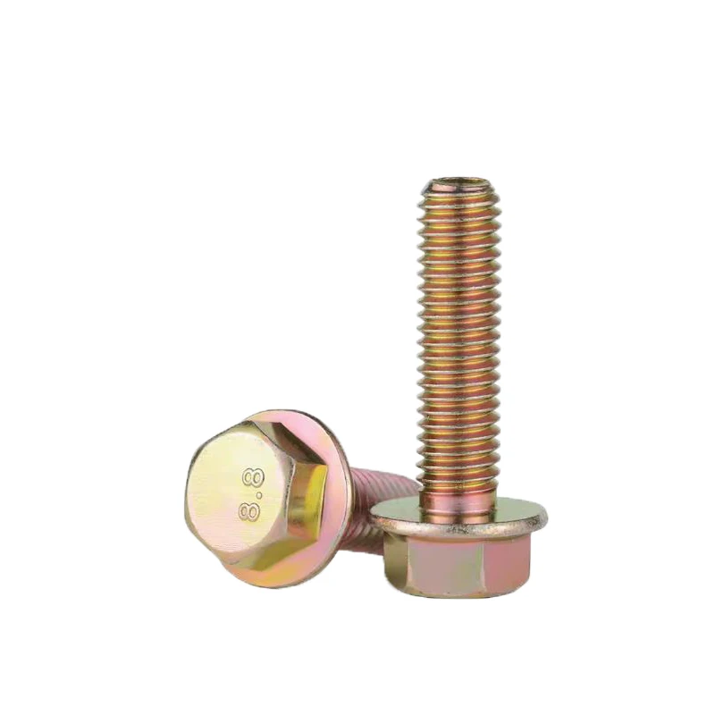 Color Zinc Outer Hexagon Flange Face Screw Flange Bolt Color Zinc Tooth Screw M5 M6 M8 M10 M12