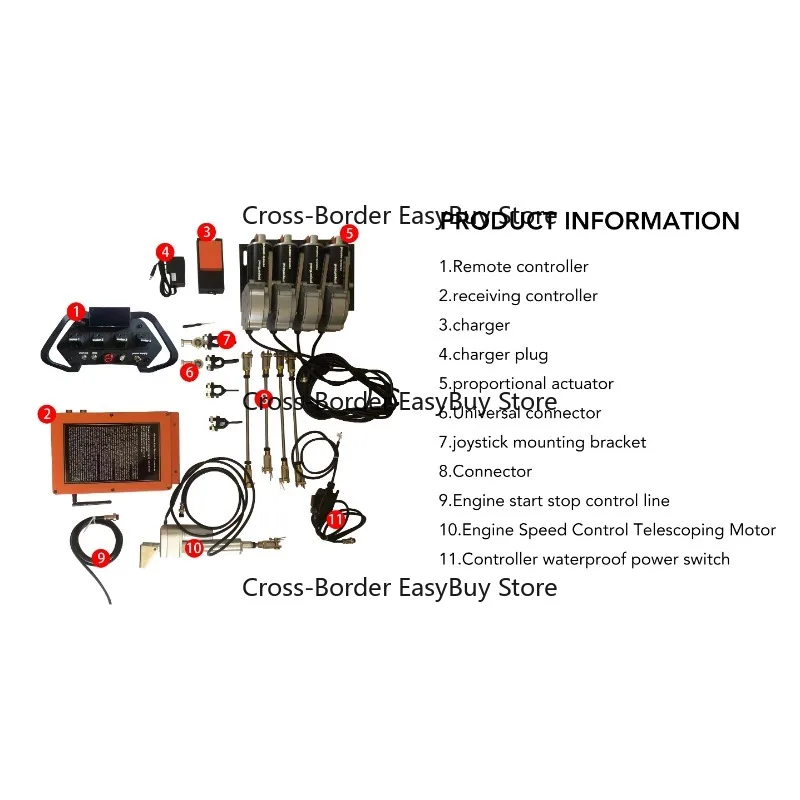 

8-35V Waterproof Wireless Crane Hydraulic Valve Remote Control 4 Joysticks Polymer Lithium Battery Plastic Motor