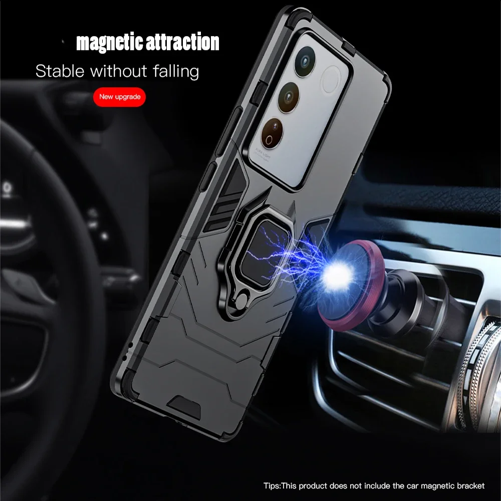 Shockproof Armor for Vivo T2 5G Case Silicone+PC Metal Ring Stand Phone Back Cover VIVO V27 5G V27e V25 5G V25e V27 Y36 5G Shell