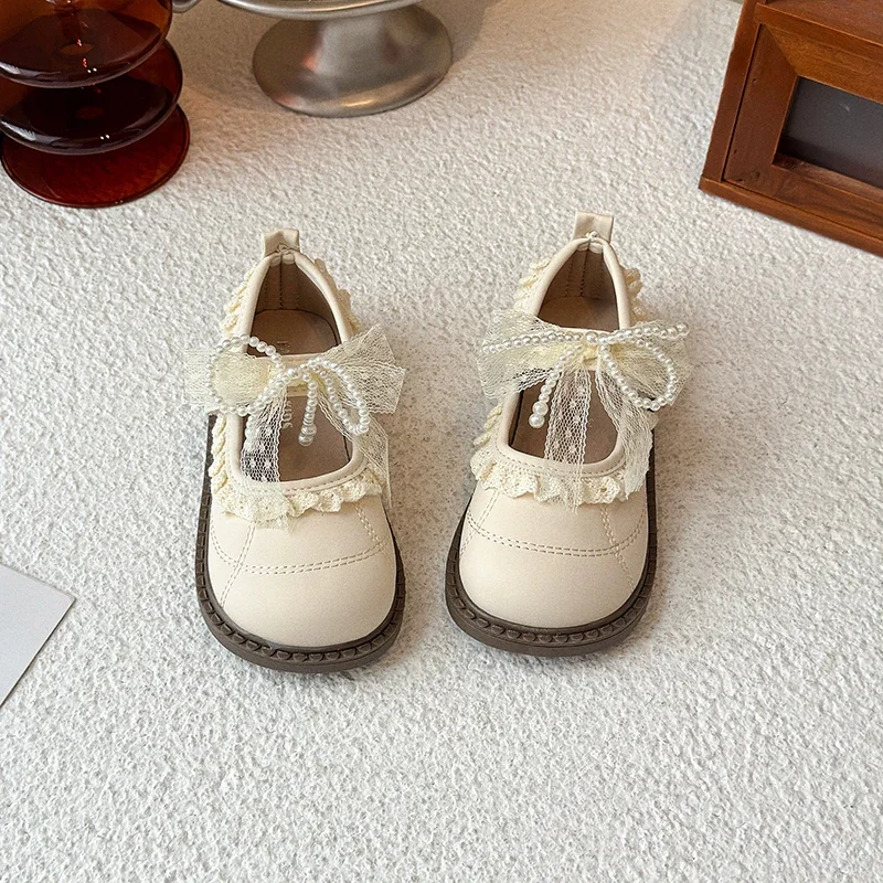 

Children Leather Shoes Spring Autumn Girls Dress Flat Shoes for Princess Sweet Wedding Party Elegant Kids Causal Bowknot Shoes