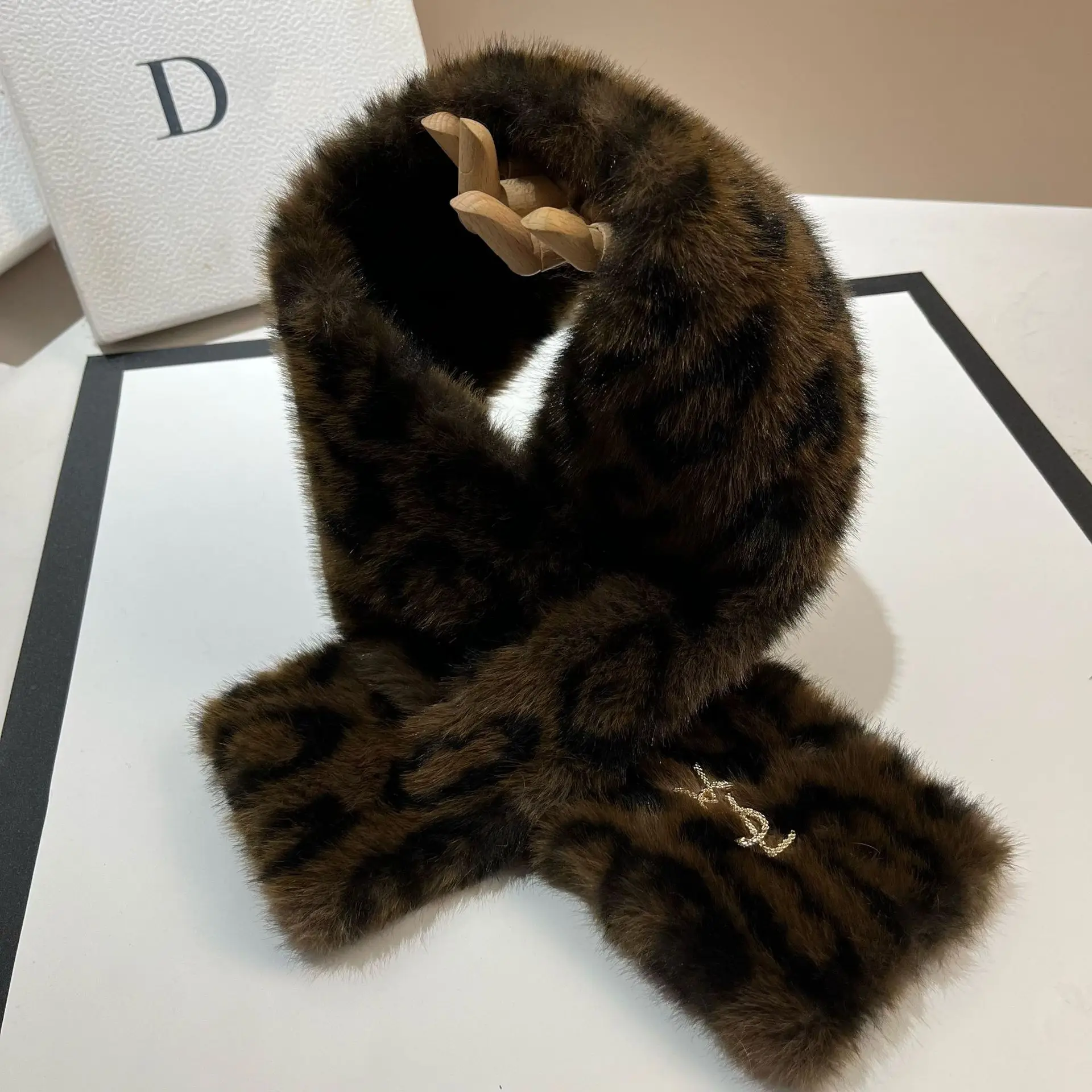 

Зимний шарф из искусственного меха с леопардовым принтом — корейский стиль, ультрамягкая флисовая накидка из норки, теплый и уютный модный аксессуар для женщин