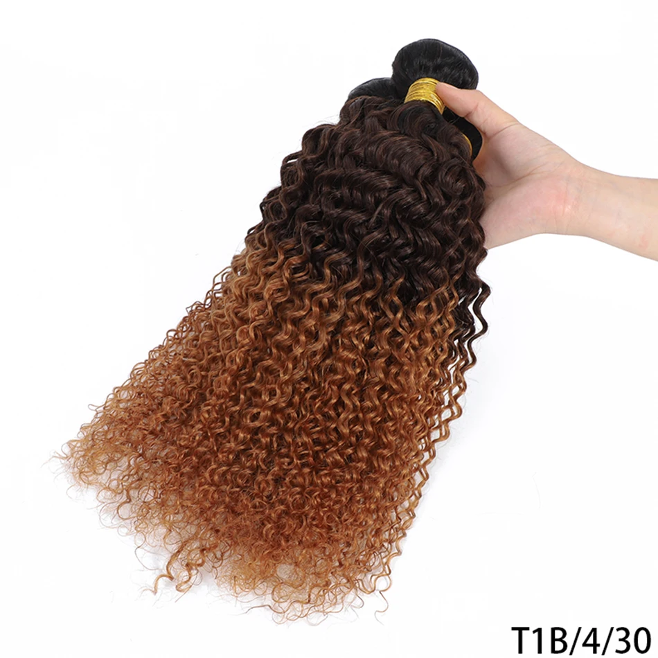 DreamDiana 100% Brazilian Hair Ombre 1B30 Kinky Curly Hair Bundles Grade 10A Ombre Human Hair 3 Bundles Black To Brown Bundles