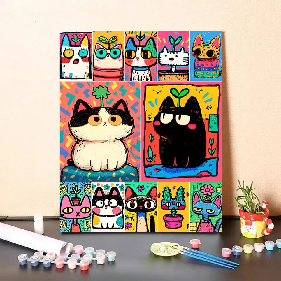 1set Digital oil painting DIY creative manual coloring healing decompression high beauty living room decoration painting