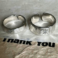 2PCS Y2K Shiny Star Opened Rings for Men Women Hiphop Star Zircon Stainless Steel Ring Punk Unisex Couple Rings Party Jewelry