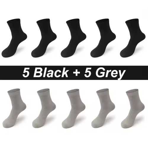 10Pairs/Lot Men's Bamboo Fiber Socks Long Black Business Soft Breathable New High Quality  Autumn for Male Socks Plus Size 39-48 - Image 16