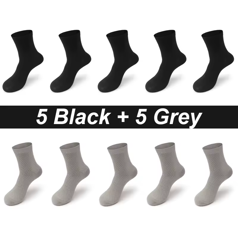 10Pairs/Lot Men's Bamboo Fiber Socks Long Black Business Soft Breathable New High Quality  Autumn for Male Socks Plus Size 39-48 - Image 16
