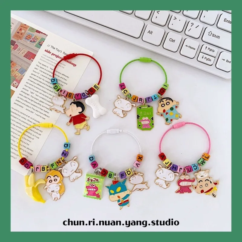 Creative Cute Anime Crayon Shin chan Peripheral Cartoon Color Keychain Girl Bag Pendant Accessories Gift for Best Friends