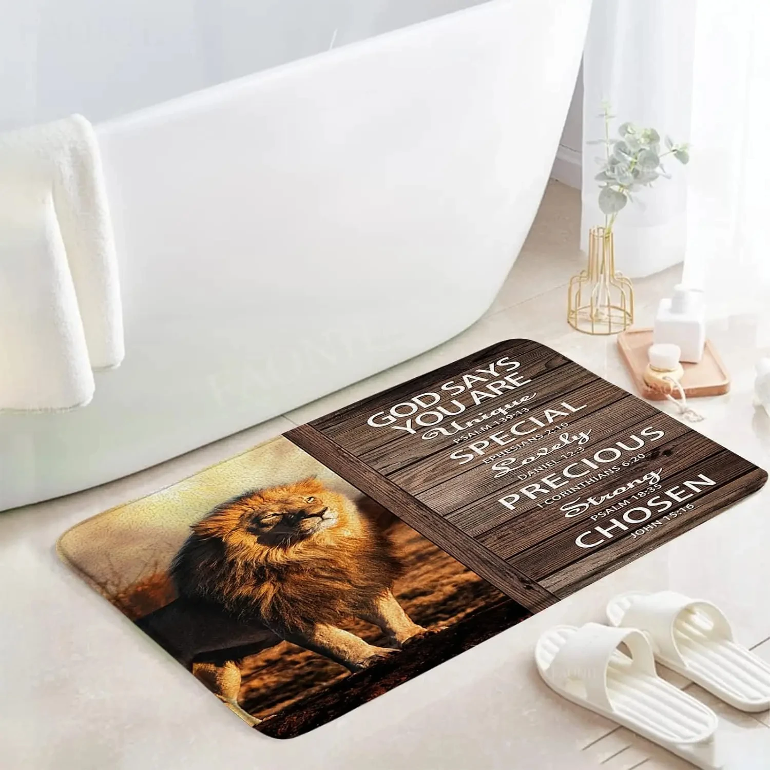 Lion Bath Mat Inspirational Quotes Super Absorbent Rug Non Slip Floor Entrance Carpet Home Indoor Living Room Decor Door Mat