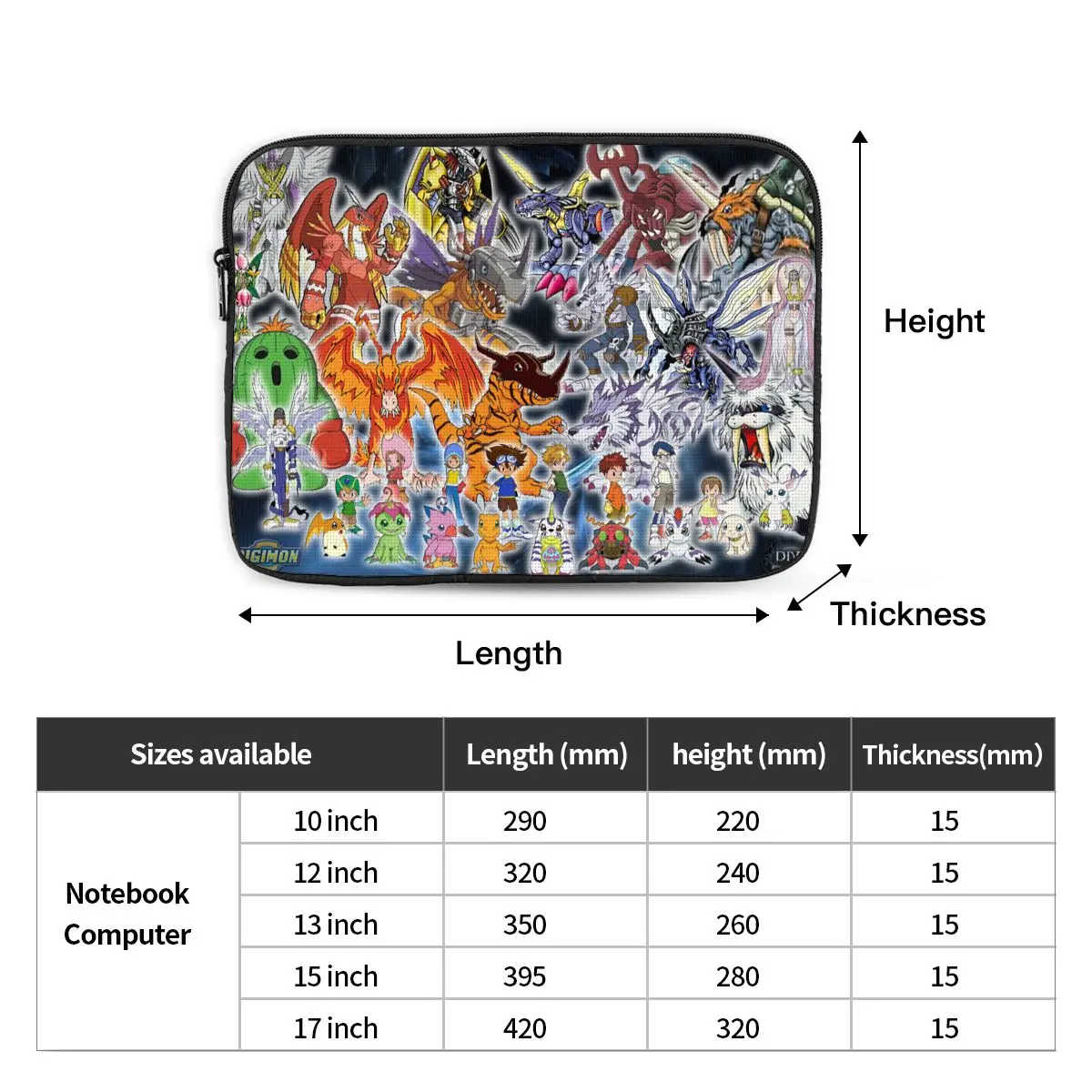 Аниме Digimon Cartoon (11) Чехол для ноутбука 10, 12, 13, 15, 17 дюймов, сумка для ноутбука, противоударный чехол для планшета, сумка
