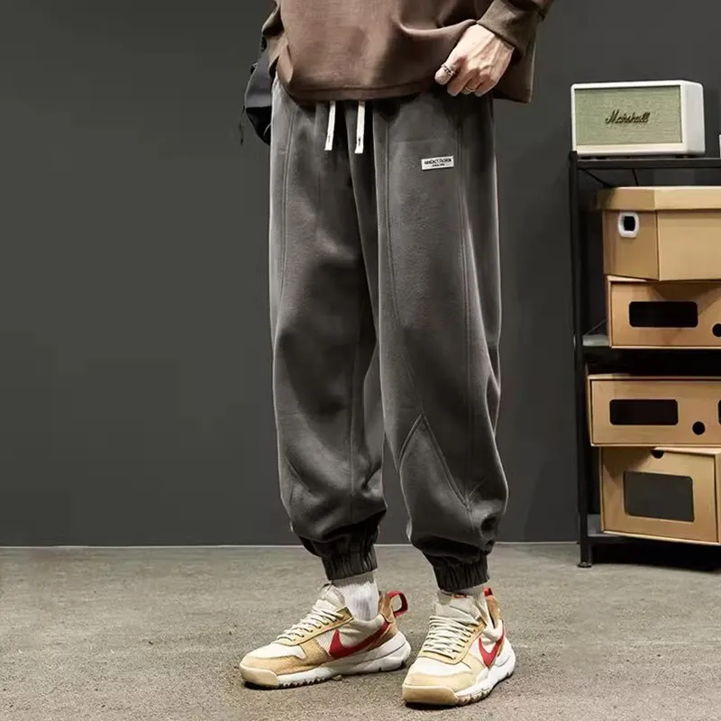 

Men's Casual Sports Pants Extended Version Thiened Fce Winter Trousers Loose Fit Straight Leg Neutral Sle PVC Material