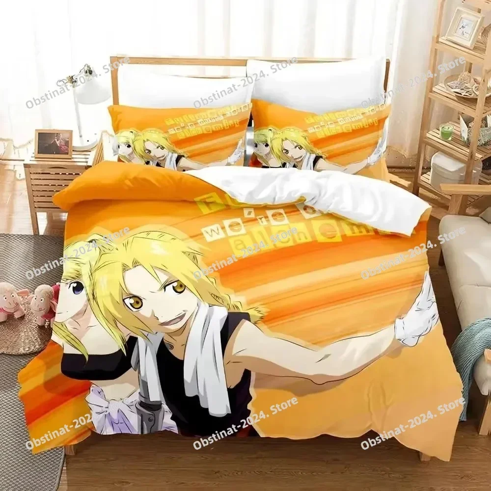 Anime Fullmetal Alchemist 3D Printing Comforter Bedding Set,Duvet Cover Quilt Cover Pillowcase,King Queen Size Bedding Set 055