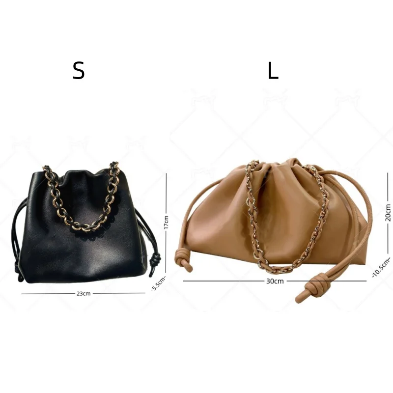 AIGO Designer Leather Shoulder Bags For Women Chain Handbag Bucket Crossbody Bag Fashion Luxury Brand Drawstring Tote Clutches