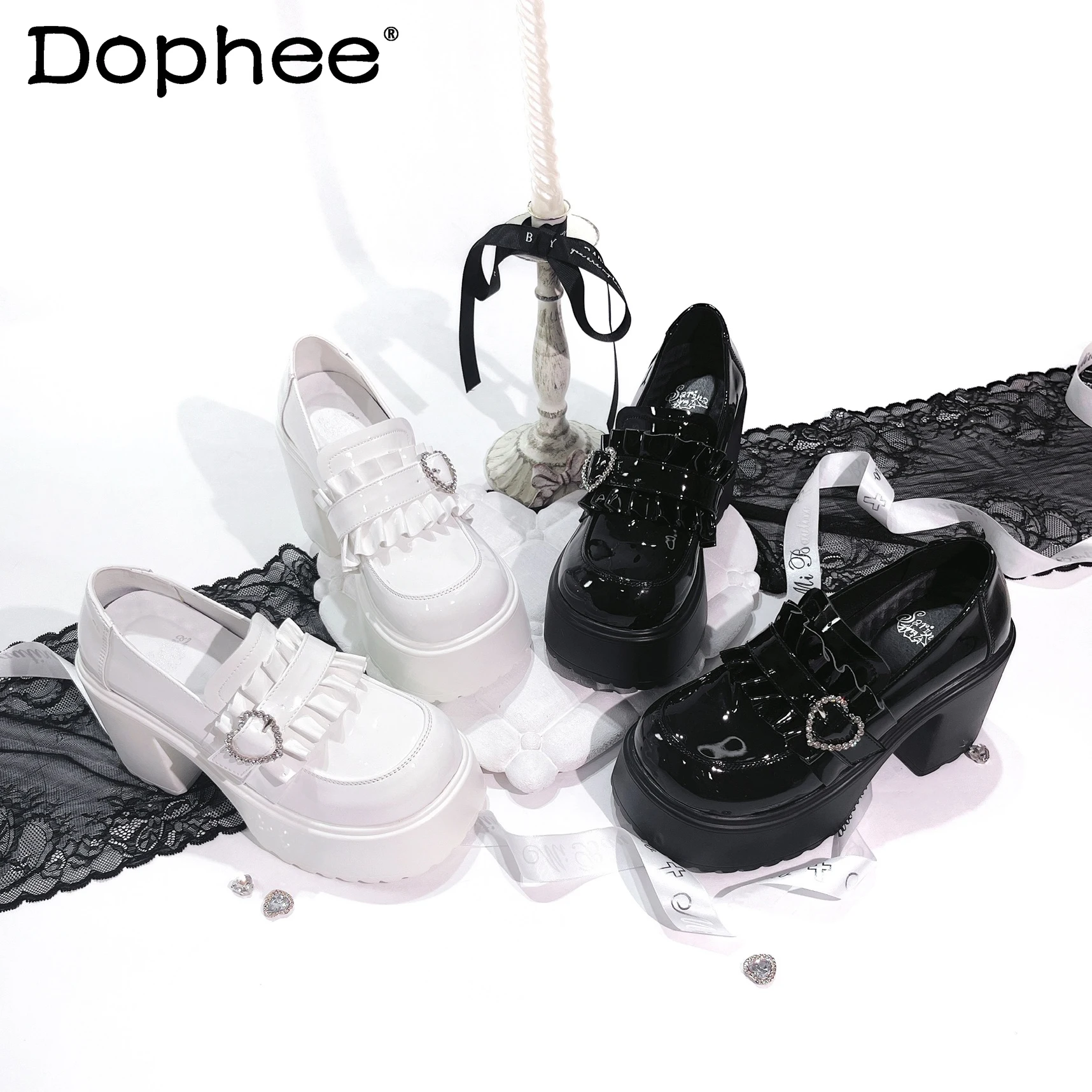 الأصلي ثقافة فرعية الألغام أبيض وأسود عالية الكعب الفتيات JK الحلو كول موضة أحذية من الجلد لوليتا كوس أحذية منصة النساء