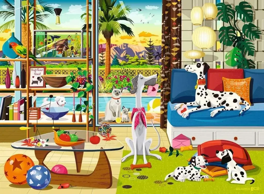 

Pets of Palm Springs 500/300/120 Pieces Jigsaw Puzzles Challenging Family Activity Games for Gameroom Bedroom Livingroom
