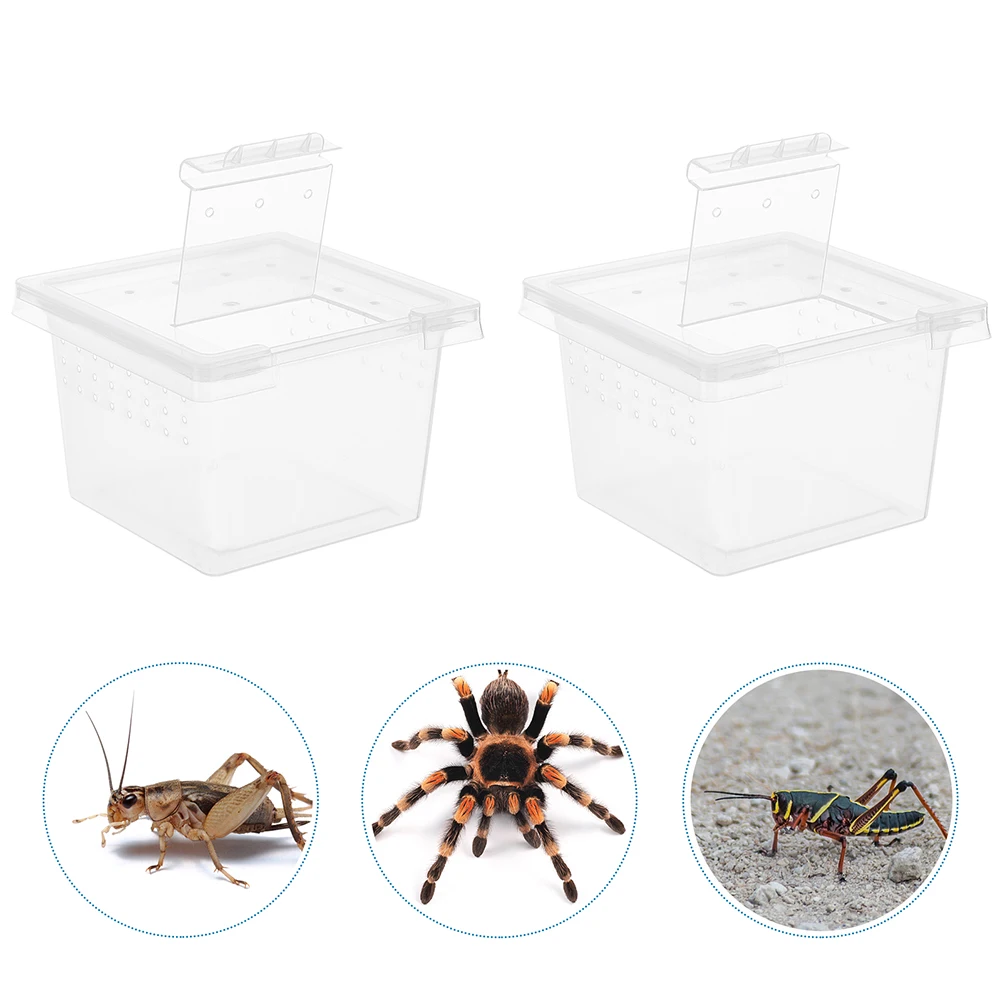 

12pcs Reptile Feeding Box Transparent Breeding Container For Gecko Spider Snake Ventilated Plastic Storage Case