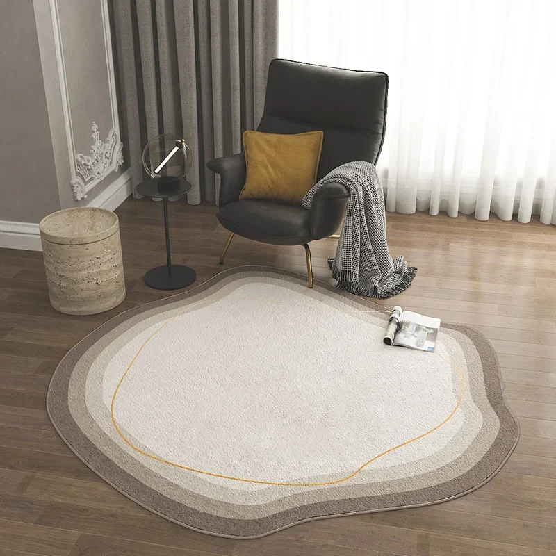 Irregular Round Fluffy Carpet Bedroom Living Room Study Geometric Carpets 2024new Light Luxury Dressing Room Plush Thickened Rug