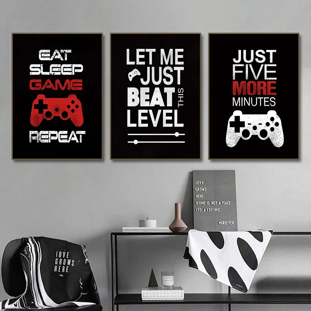 Eat Sleep Game Poster Abstract Gamepad Pictures Wall Art for Painting on Canvas Home Decorative Prints for Gaming Room
