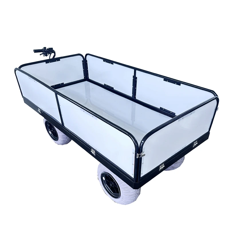 Outdoor Beach Cart Heavy Duty Household Industrial Electric Small Cart 4 Wheels Platform Cargo Beach Hand Cart Trolley