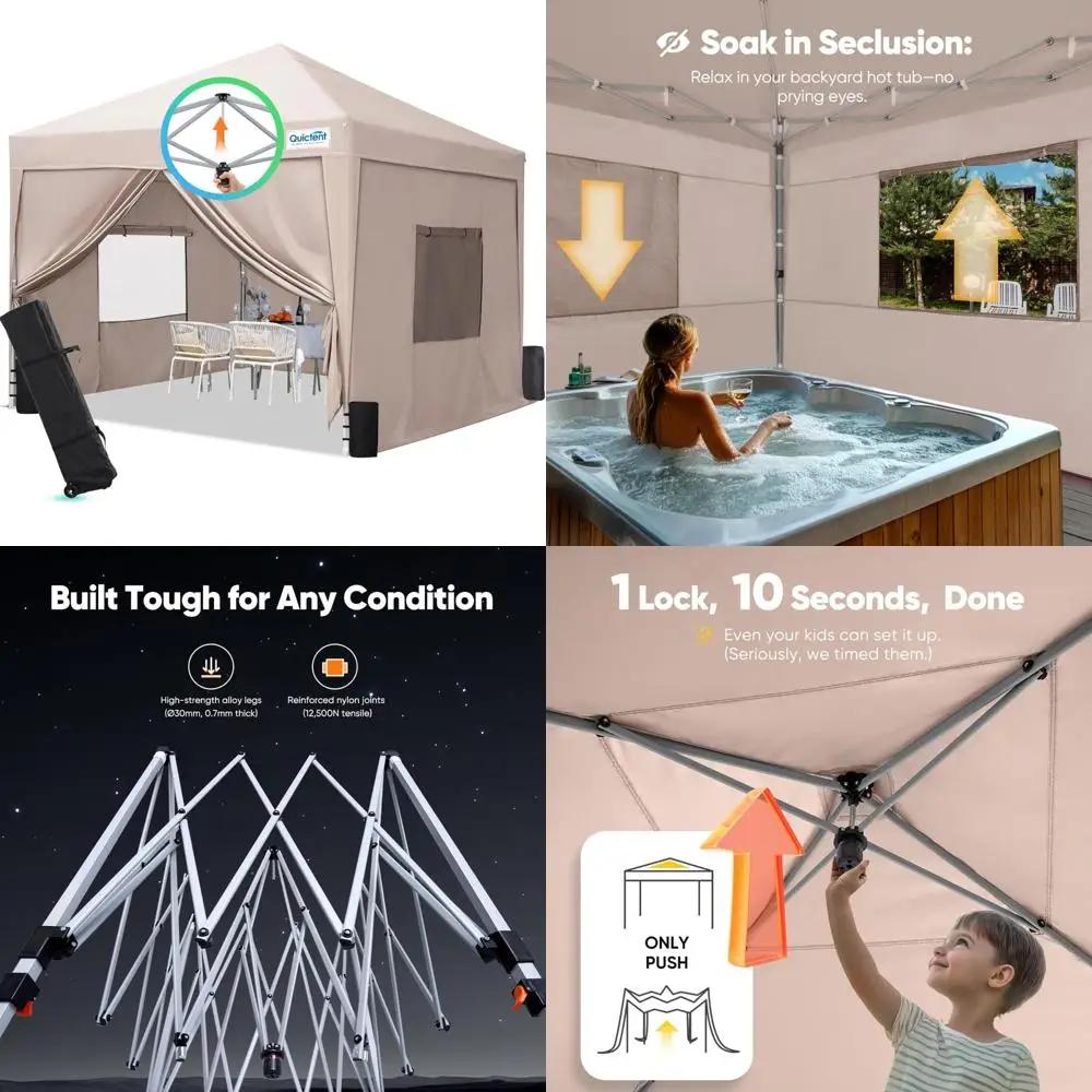 

Easy Setup 8x8 Outdoor Canopy Tent with Sidewalls, Roll-up Windows, and Ventilation for Commercial Use