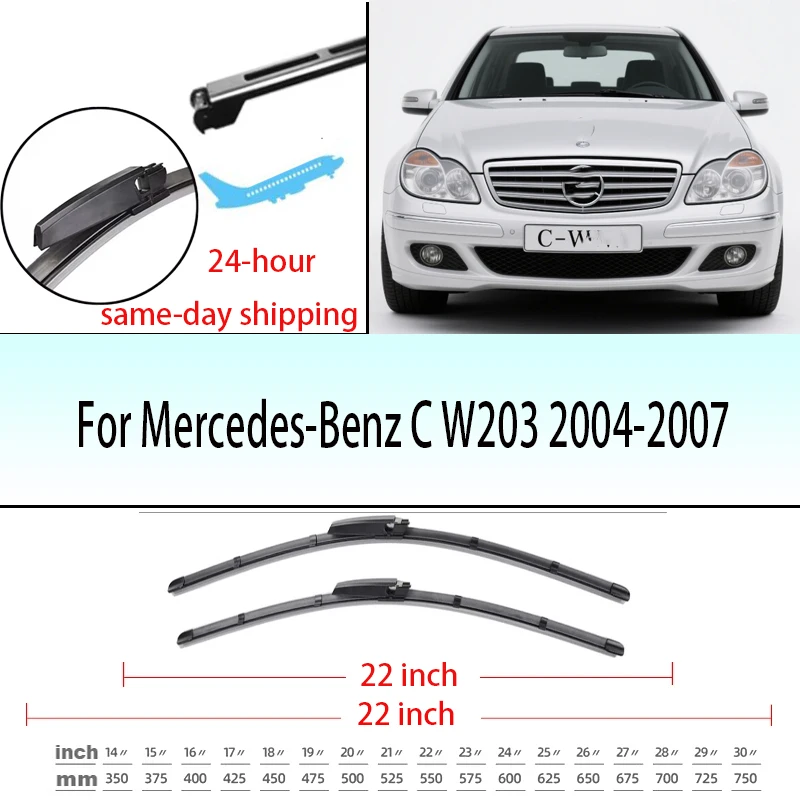 

For Mercedes-Benz C W203 2004-2007 2005 2006 Wiper Front Wiper Blades Windshield Windscreen Window Brush 22"+22"