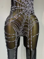 STOCK Sparkly Diamond Women Sexy Mesh Jumpsuit Nightclub Bar Party Show Gogo Dancer Clothing Drag Queen Outfit Stage Costume - Image 5
