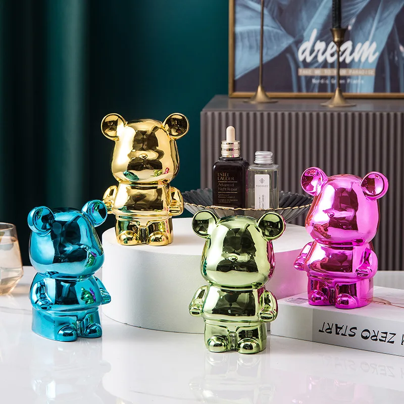 

Creative Tide Play Violent Bear Animal Ceramic Figurines Cartoon Simple Piggy Bank Counter Tabletop Decoration Statue Sculpture