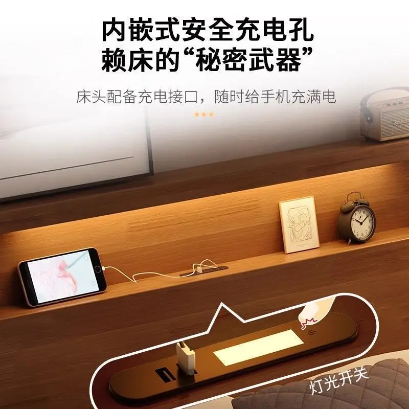 سرير من الخشب الصلب، جوز بسيط وحديث، 1.8 م، 1.5 م، سرير مفرد مزدوج