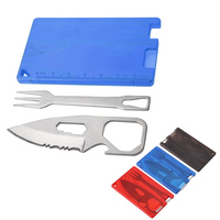 Camping Barbecue Knife Fork  Safety First Outdoor Multifunction Tool Card Camping Survival Card Knife Steak Cutlery Knife Fork