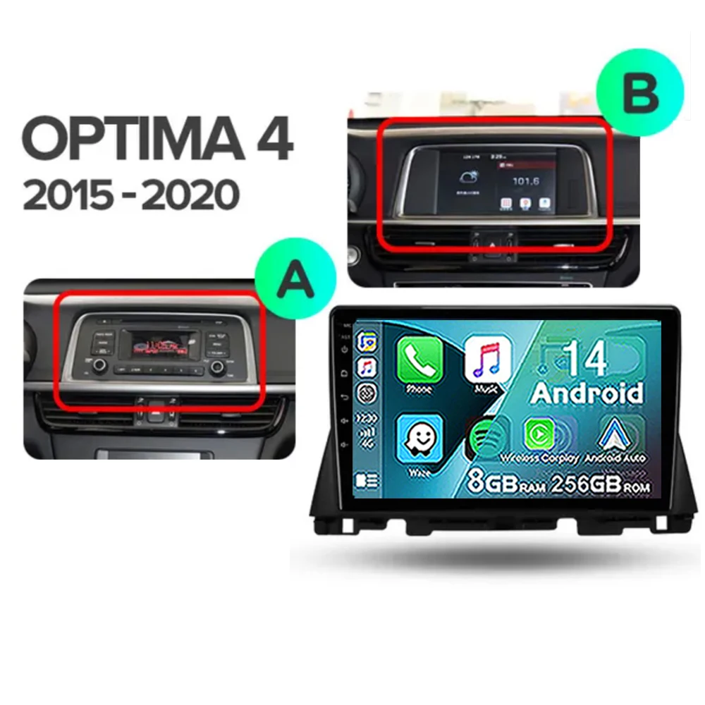 Android 14 Car Radio For Kia Optima 4 JF 2015 2016 2017 2018 2019 2020 Navigation GPS Multimedia Video Player Stereo WIFI+4G DSP