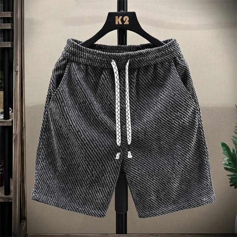 Shorts masculinos para o verão, lavagem fina, estilo coreano, calças versáteis de cinco pontos, calças esportivas casuais de malha da moda