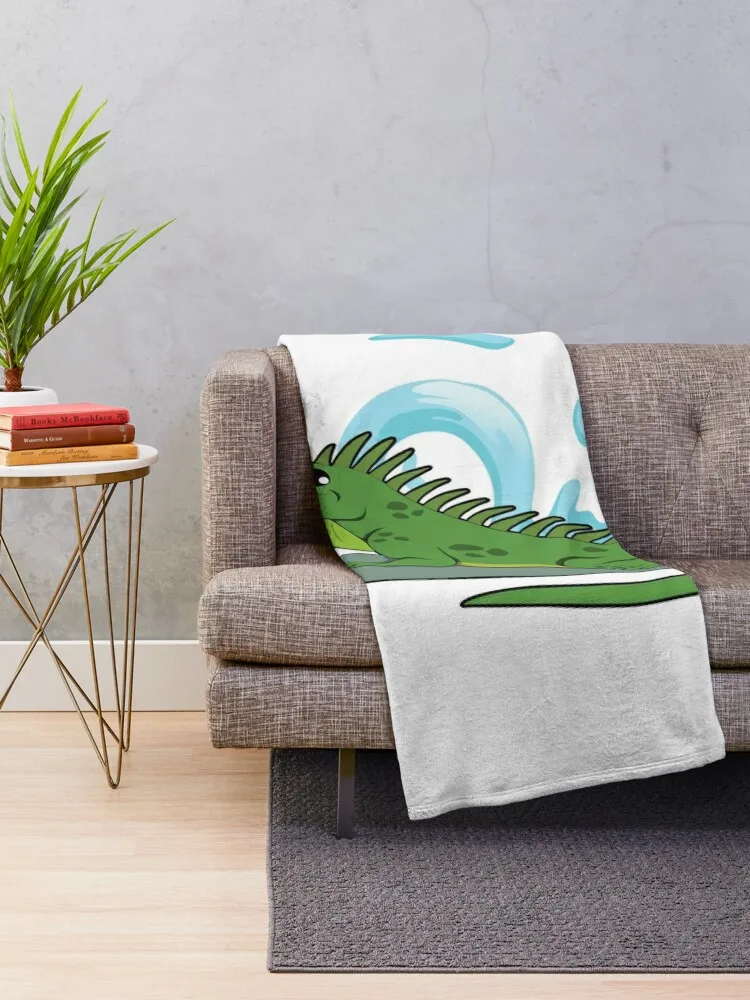 Cute Happy Iguana Throw Blanket Designers Flannels Blankets