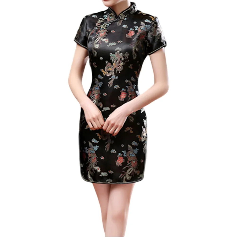 Abito da donna in stile cinese Abito dal design retrò Manica corta Stile casual Abbigliamento da festival Gonna lunga Abito cinese
