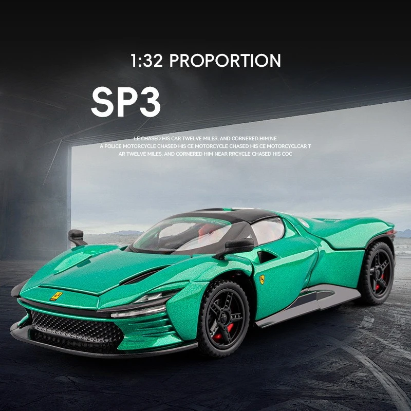 1:32 SP3 sports car Simulation Alloy Car Model Metal Car Model Sound And Light Pull Back For Boy Toy Car Gift