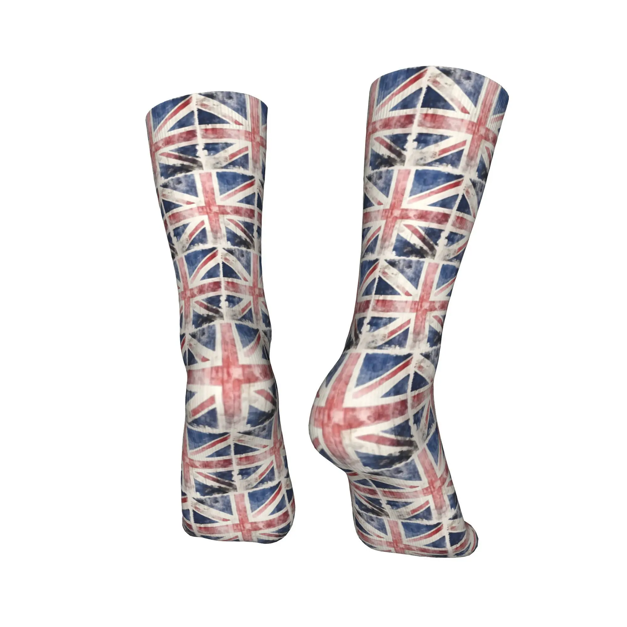 ทุกฤดูกาลสีน้ำยูเนี่ยนแจ็คธงชาติอังกฤษพิมพ์ถุงเท้าฮาราจูกุคุณภาพสูงถุงน่องถุงเท้าลูกเรือของขวัญวันเกิด