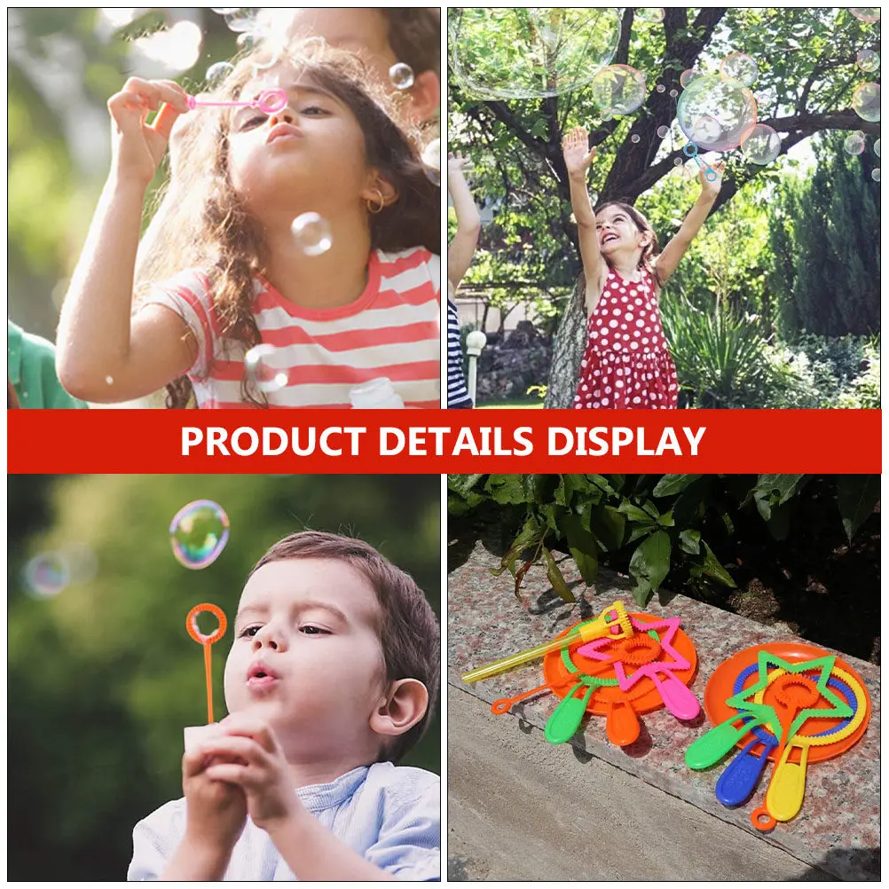 6Pcs Colorful Bubble Wand Set Large Outdoor Blowing Bubble Maker Lightweight Safe for Kids Toddlers Party Favor