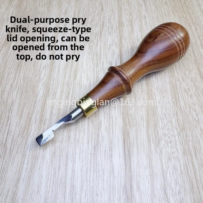 Watch repair tool, dual-use all-steel wooden handle thin-mouth pry  bottom cover knife, back cover knife, warping cover tool