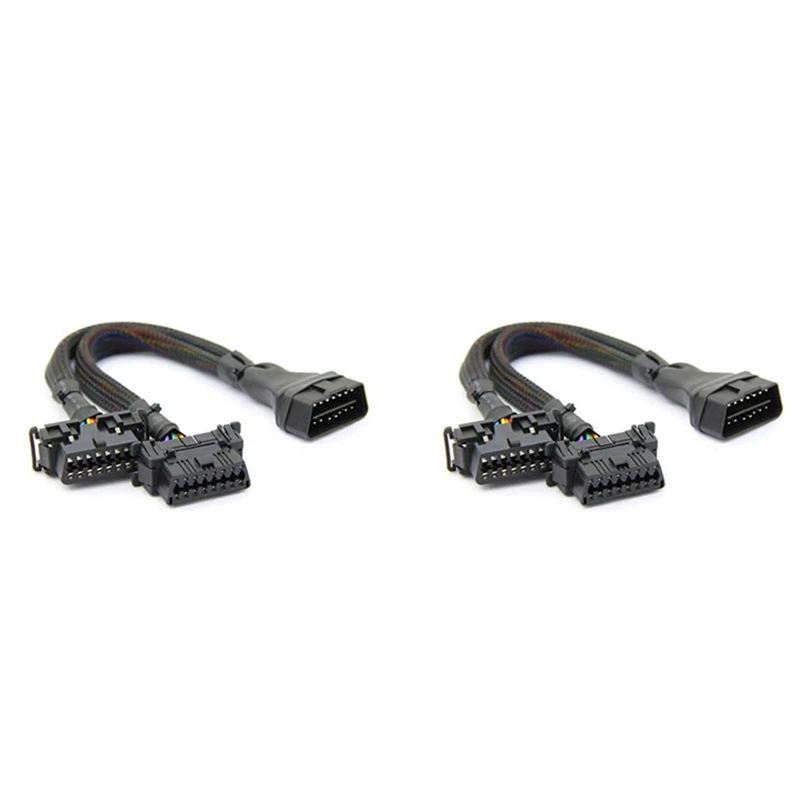 

2X 2 IN 1 OBD2 Extension Cable OBDII Male To 2 Female Splitter Car Computer Connection Conversion Plug Socket 30CM