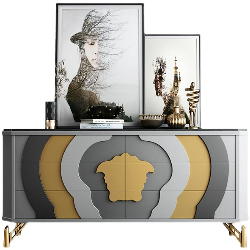 

Light luxury dining side cabinet, villa art decoration entrance cabinet, living room locker